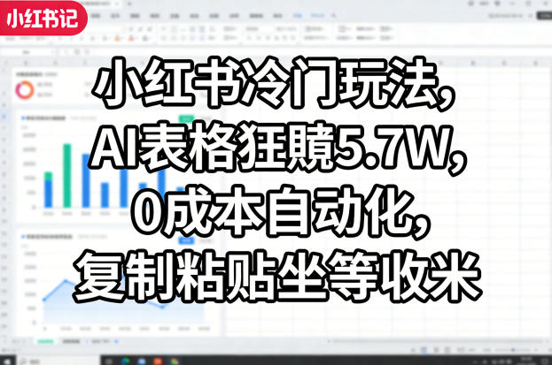 小红书冷门玩法，AI表格狂賺5.7W，0成本自动化，复制粘贴坐等收米-知创网