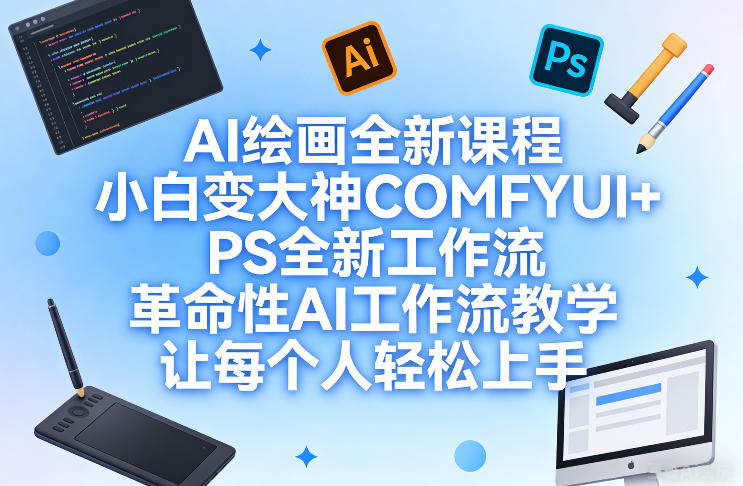 AI绘画全新课程，小白变大神COMFYUI+PS全新工作流，革命性AI工作流教学，让每个人轻松上手-知创网