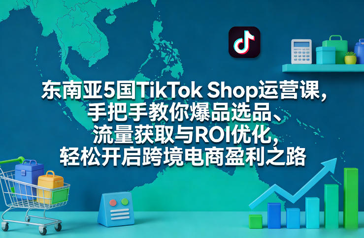 东南亚5国TikTok Shop运营课，手把手教你爆品选品、流量获取与ROI优化，轻松开启跨境电商盈利之路-知创网