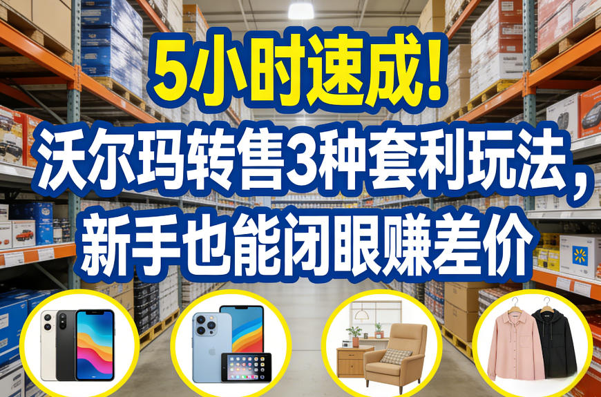 5小时速成！沃尔玛转售3种套利玩法，新手也能闭眼賺差价-知创网