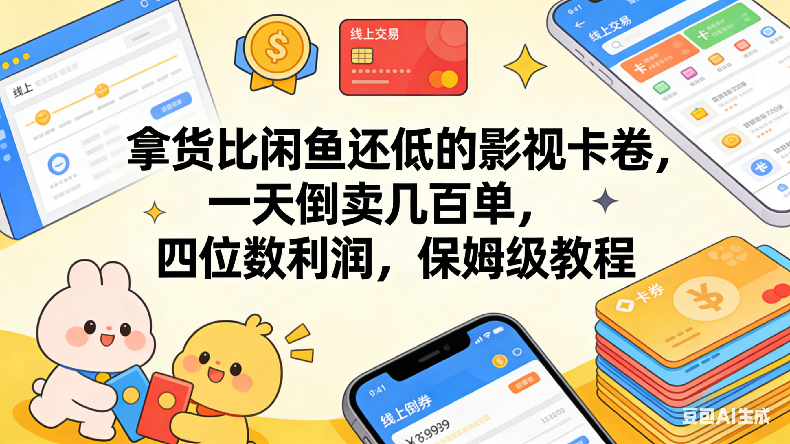 拿货比闲鱼还低的影视卡卷，一天倒卖几百单，四位数利润，保姆级教程-知创网