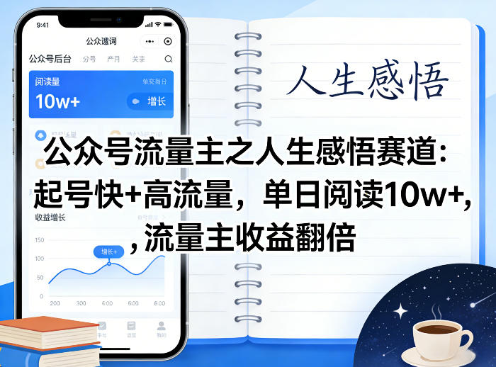 公众号流量主之人生感悟赛道，起号快+高流量，单日阅读10w+，流量主收益翻倍-知创网