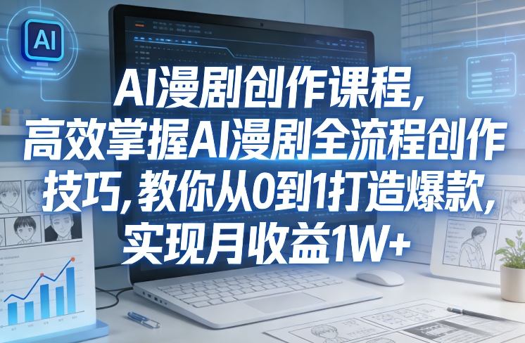 某社群AI漫剧创作课程，高效掌握AI漫剧全流程创作技巧，教你从0到1打造爆款，实现月收益1W+-知创网