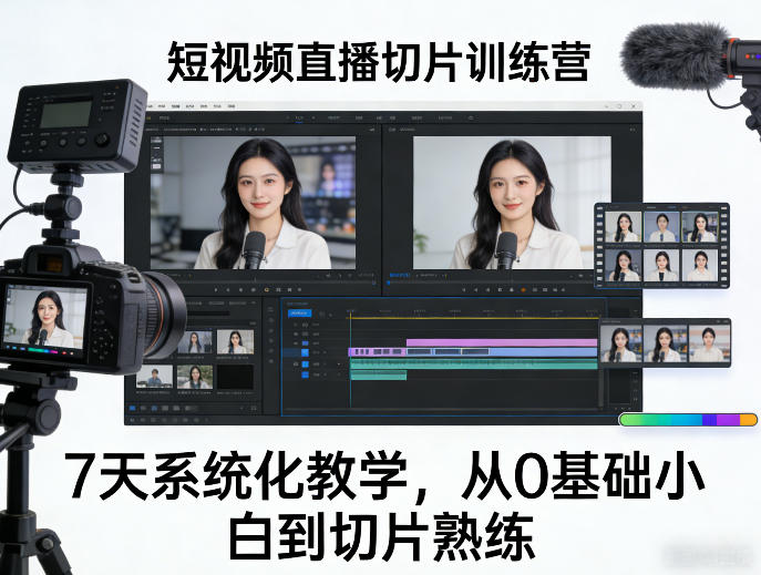 短视频直播切片训练营，7天系统化教学，从0基础小白到切片熟练-知创网