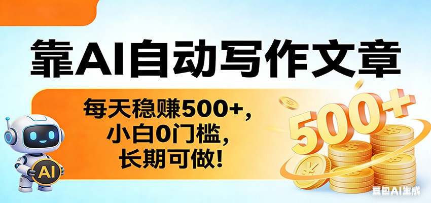 靠AI自动写作文章，每天稳赚500+，小白0门槛，长期可做！-知创网