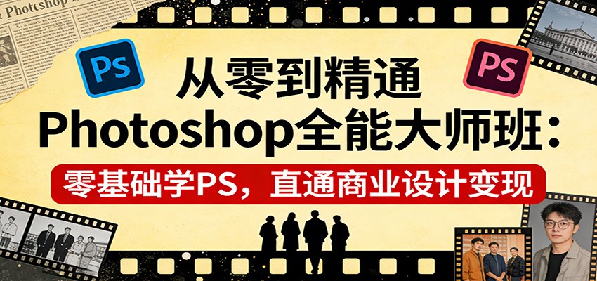 从零到精通Photoshop全能大师班：零基础学PS，直通商业设计变现-知创网