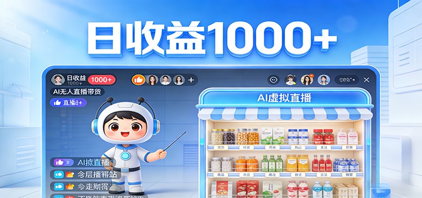 不用露脸不用说话,24小时自动卖货赚钱,全天自动直播,收益看得见-知创网