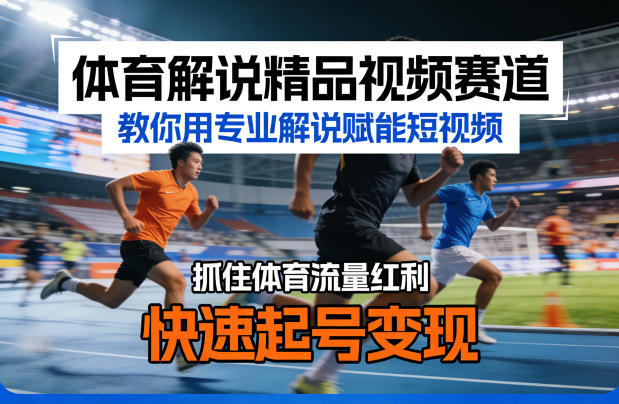 体育解说精品视频赛道,教你用专业解说赋能短视频,抓住体育流量红利,快速起号变现-知创网