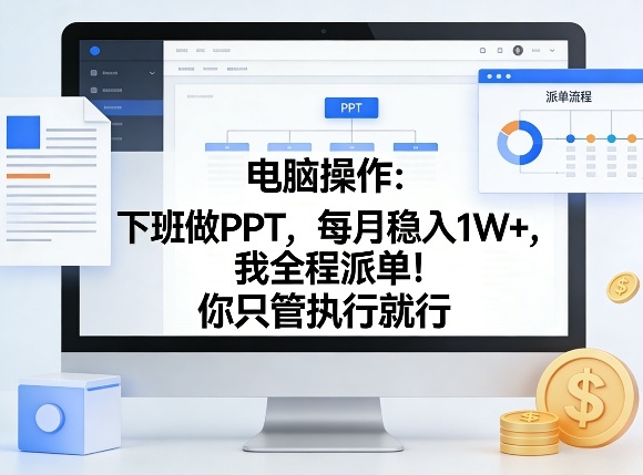电脑操作：下班做PPT，每月稳入1W+，我全程派单！你只管执行就行【揭秘】-知创网