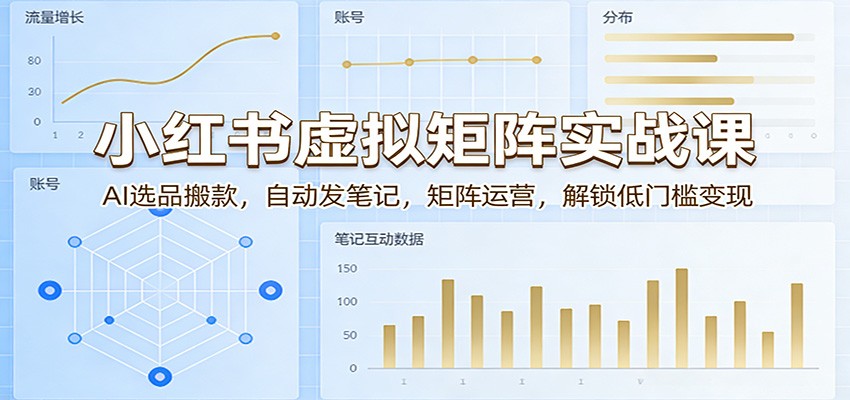 小红书虚拟矩阵实战课：AI选品搬款，自动发笔记，矩阵运营，解锁低门槛变现-知创网