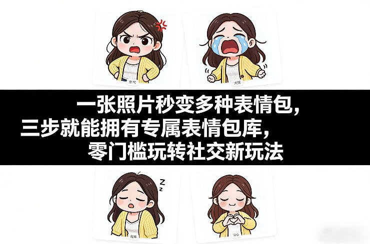 一张照片秒变多种表情包，三步就能拥有专属表情包库，零门槛玩转社交新玩法【文档】-知创网