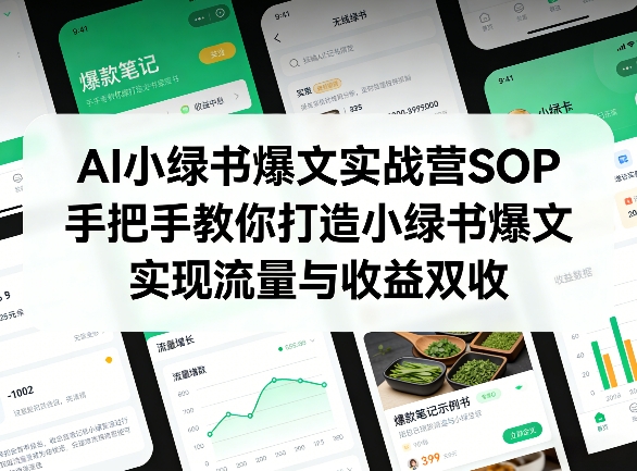 AI小绿书爆文实战营SOP，手把手教你打造小绿书爆文，实现流量与收益双收-知创网