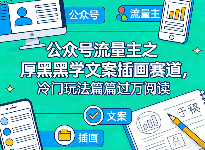 公众号流量主之厚黑学文案插画赛道，冷门玩法篇篇过万阅读-知创网