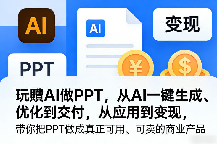 玩賺AI做PPT，从AI一键生成、优化到交付，从应用到变现，带你把PPT做成真正可用、可卖的商业产品-知创网