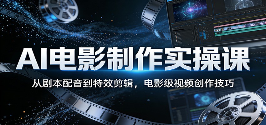 AI电影制作实操课：从剧本配音到特效剪辑，电影级视频创作技巧-知创网