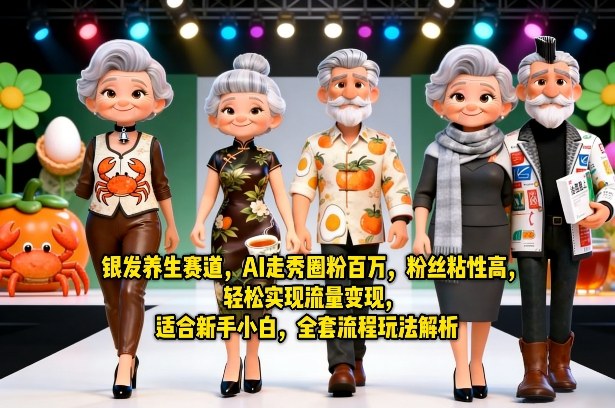 银发养生赛道，AI走秀圈粉百万，粉丝粘性高，轻松实现流量变现，适合新手小白，全套流程玩法解析-知创网