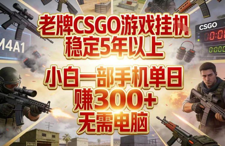老牌CSGO游戏挂G,稳定5年以上,小白一部手机单日賺3张+,无需电脑【揭秘】-知创网