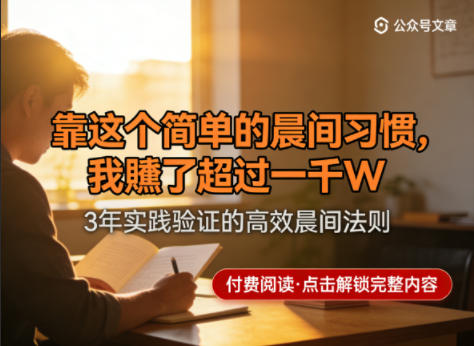 某公众号付费文章:靠这个简单的晨间习惯,我賺了超过一千W-知创网