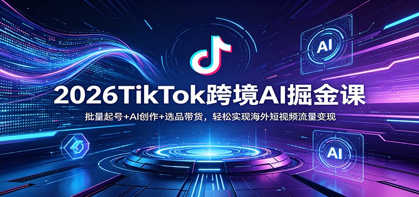 2026TikTok跨境AI掘金课：批量起号+AI创作+选品带货，轻松实现海外短视频流量变现-知创网