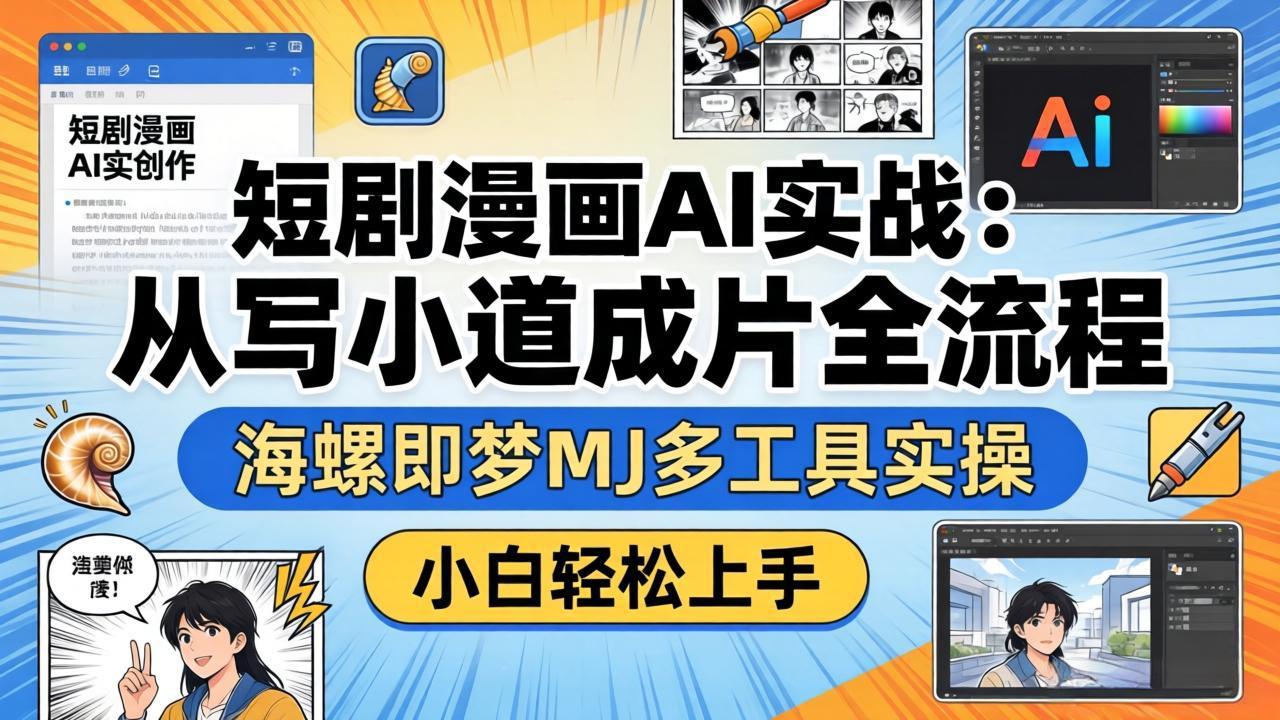 （17945期）短剧漫画AI实战：从写小说到成片全流程，海螺即梦MJ多工具实操，小白轻松上手-知创网