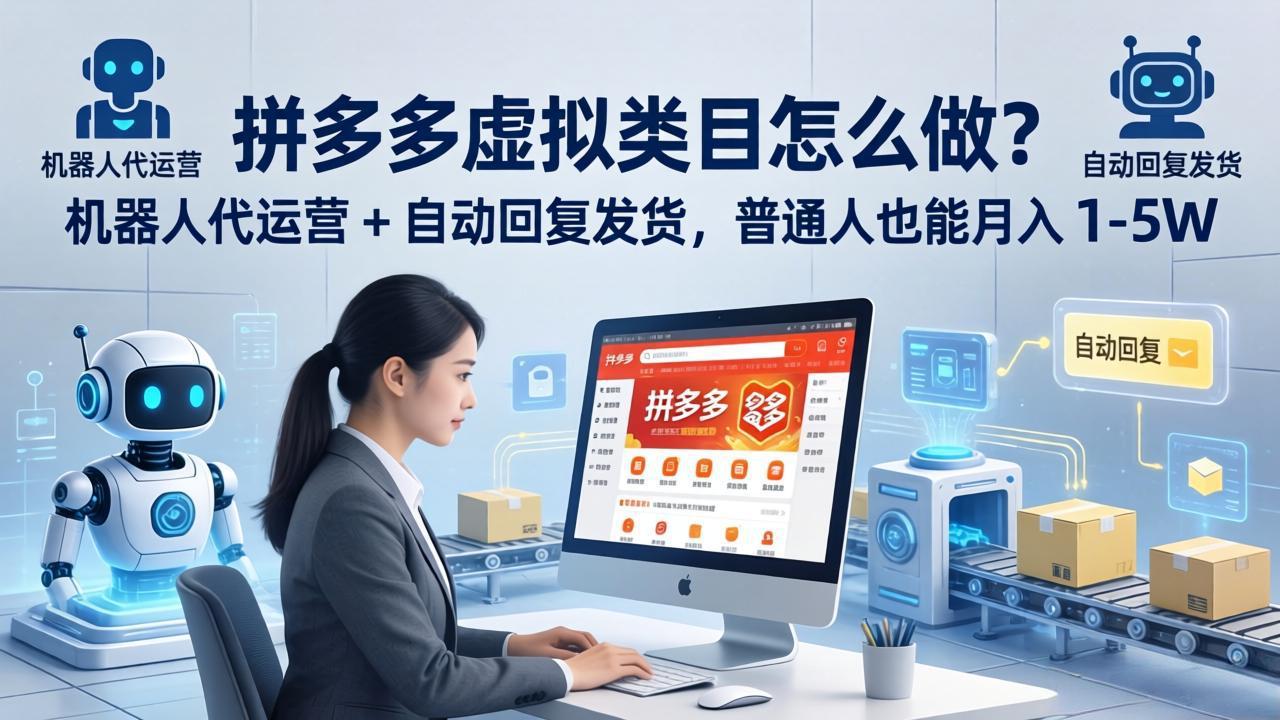 （18111期）拼多多虚拟类目怎么做？机器人代运营 + 自动回复发货，普通人也能月入 1-5W-知创网