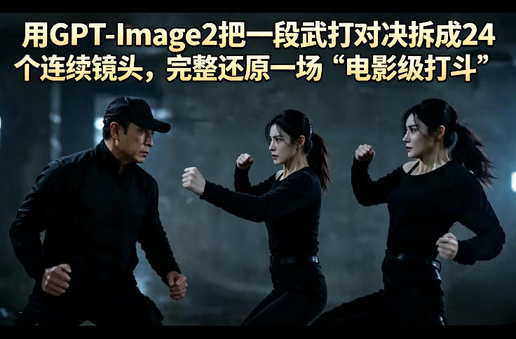 用GPT-Image2把一段武打对决拆成24个连续镜头，完整还原一场“电影级打斗”-知创网