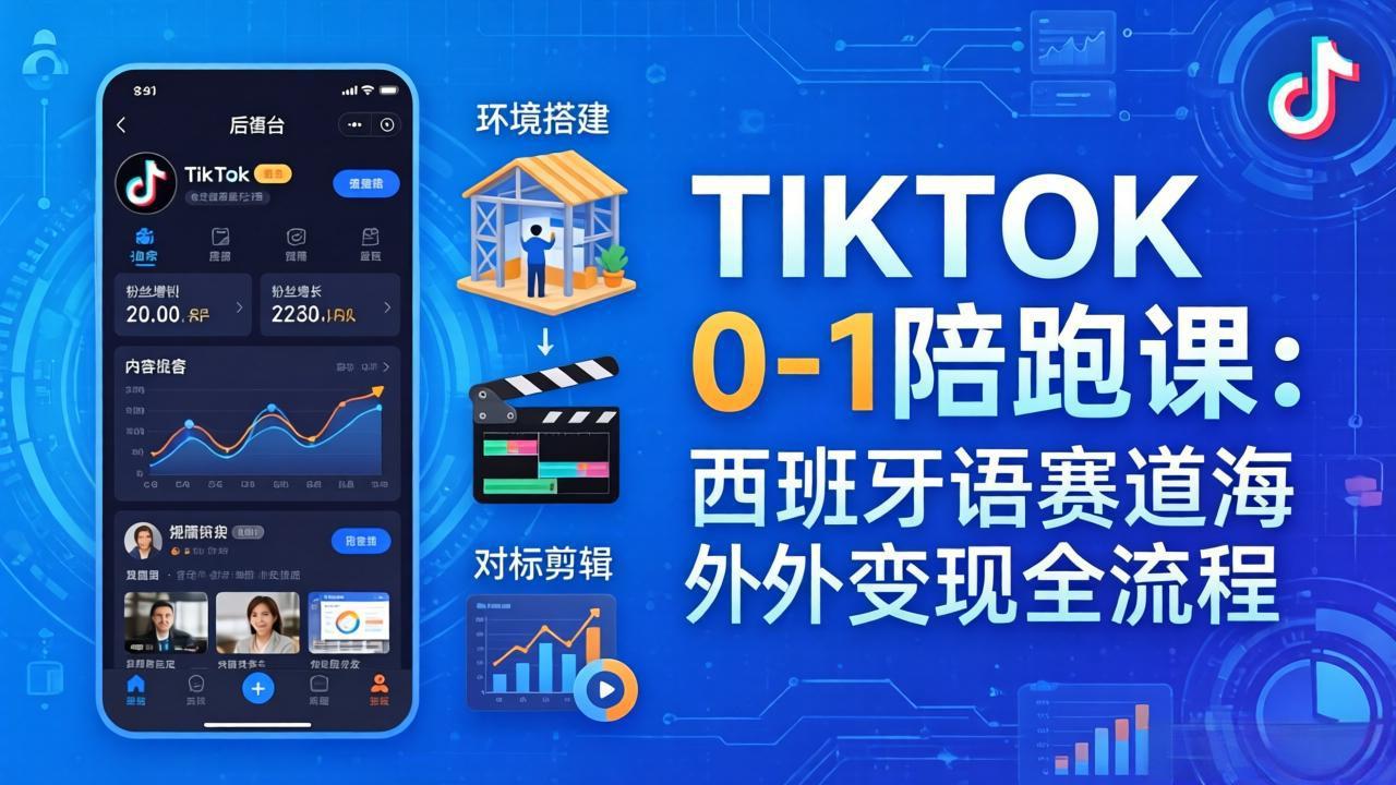 （17908期）TIKTOK 0-1 陪跑课：从环境搭建到刷对标剪辑，西班牙语赛道海外变现全流程-知创网