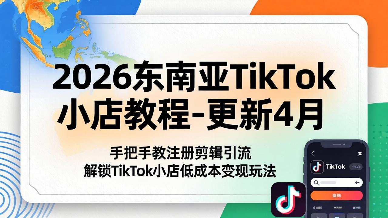 （18180期）2026东南亚TikTok小店教程-更新4月，手把手教注册剪辑引流，解锁TikTok小店低成本变现玩法-知创网