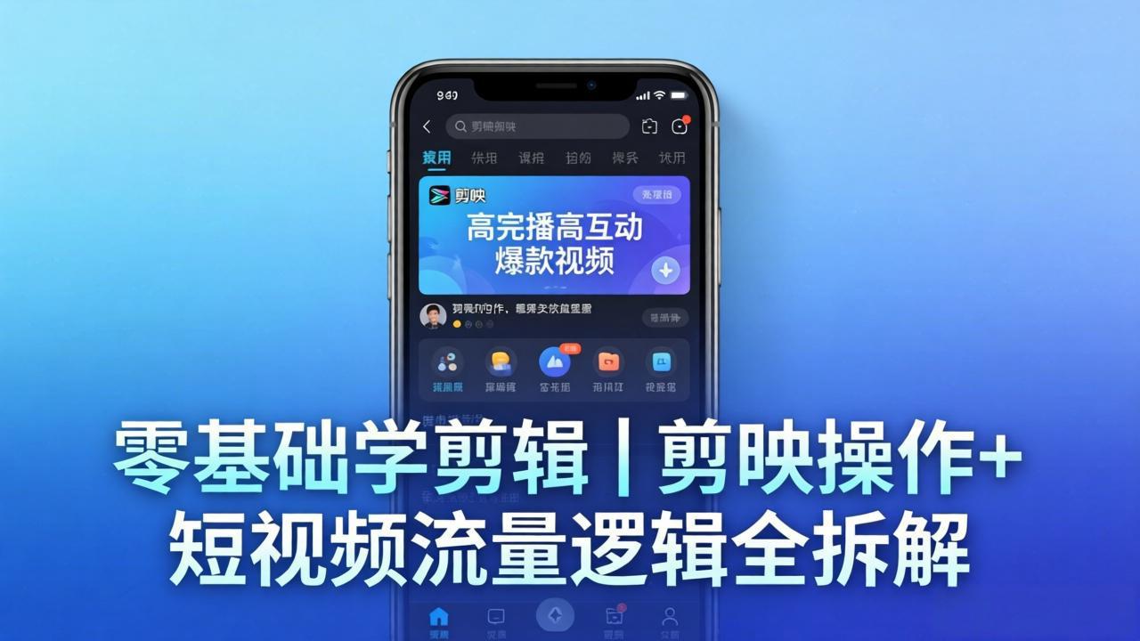 （18117期） 【零基础学剪辑】剪映操作+短视频流量逻辑全拆解｜手把手教你剪出高完播高互动爆款视频-知创网