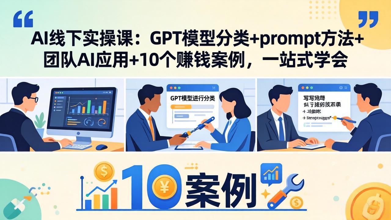 （18017期）AI线下实操课：GPT模型分类+prompt方法+团队AI应用+10个赚钱案例，一站式学会-知创网