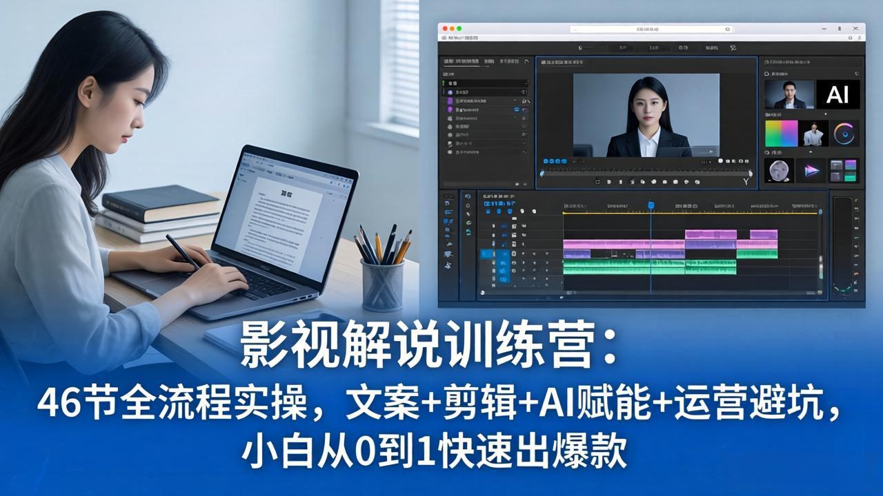 （18053期）影视解说特训营：46节全流程实操，文案+剪辑+AI赋能+运营避坑，小白从0到1快速出爆款-知创网