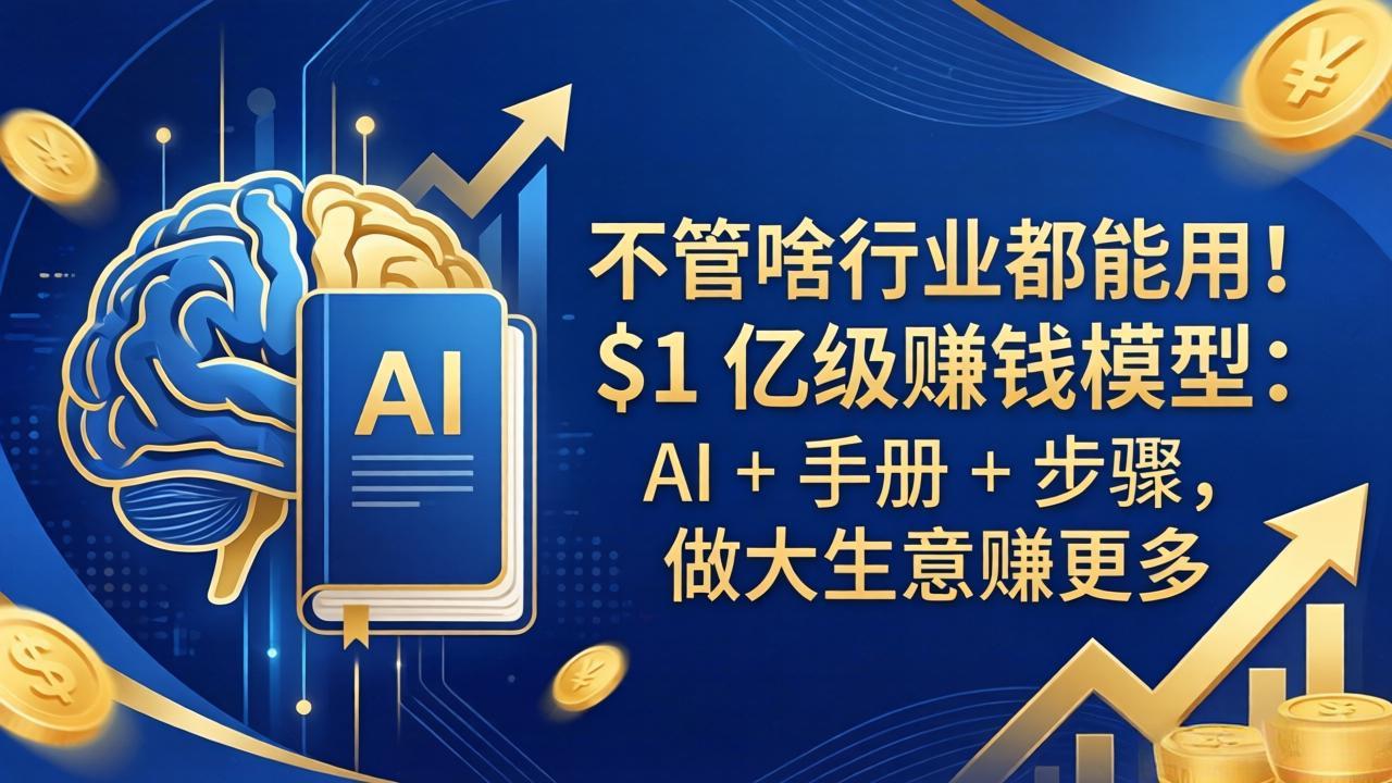 （18055期）不管啥行业都能用！$1 亿级赚钱模型：AI + 手册 + 步骤，做大生意赚更多-知创网