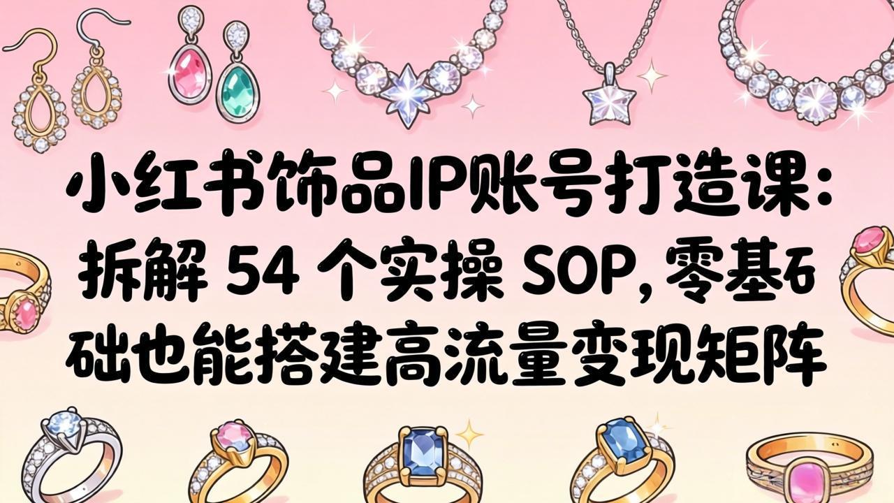 （18101期）小红书饰品IP账号打造课：拆解 54 个实操 SOP，零基础也能搭建高流量变现矩阵-知创网