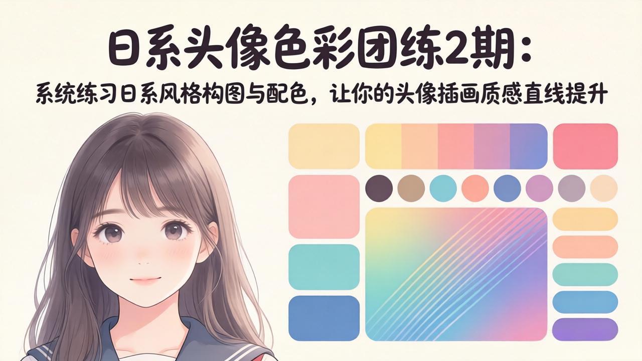 （18034期）日系头像色彩团练2期：系统练习日系风格构图与配色，让你的头像插画质感直线提升-知创网