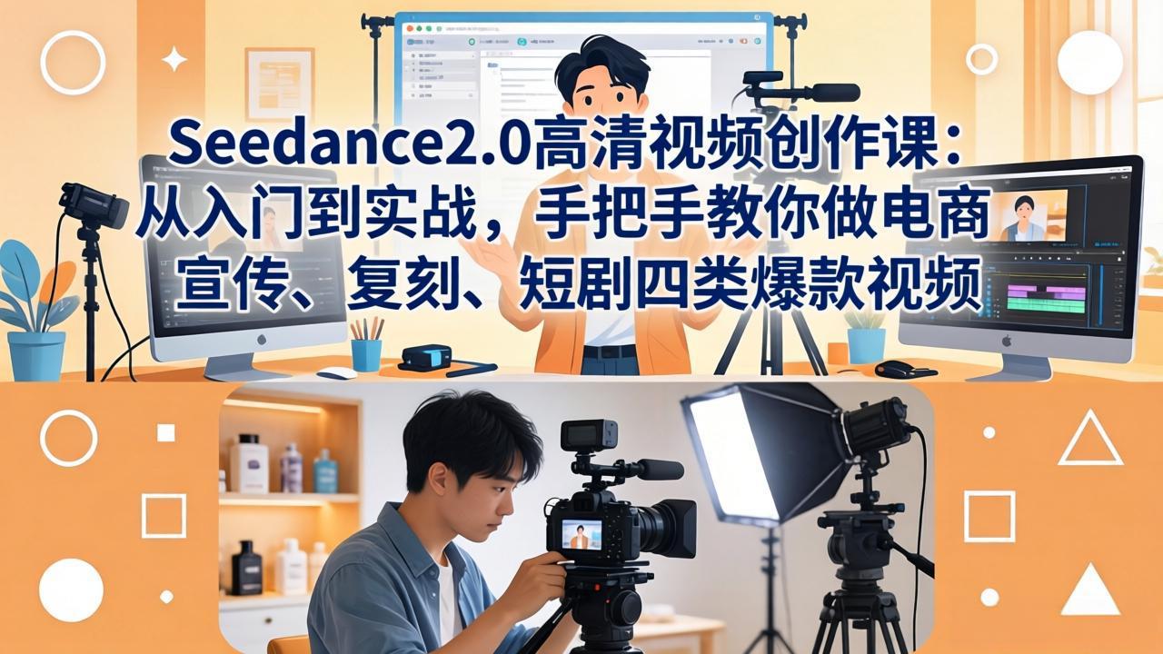 （18019期）Seedance2.0高清视频创作课：从入门到实战，手把手教你做电商、宣传、复刻、短剧四类爆款视频-知创网