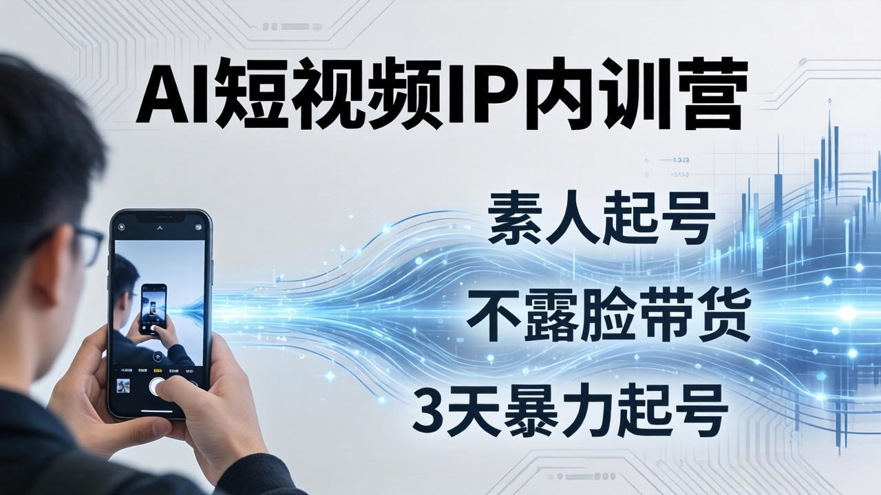 （17852期）2026AI短视频IP内训营：从素人起号到不露脸带货，3天暴力起号全流程拆解-知创网
