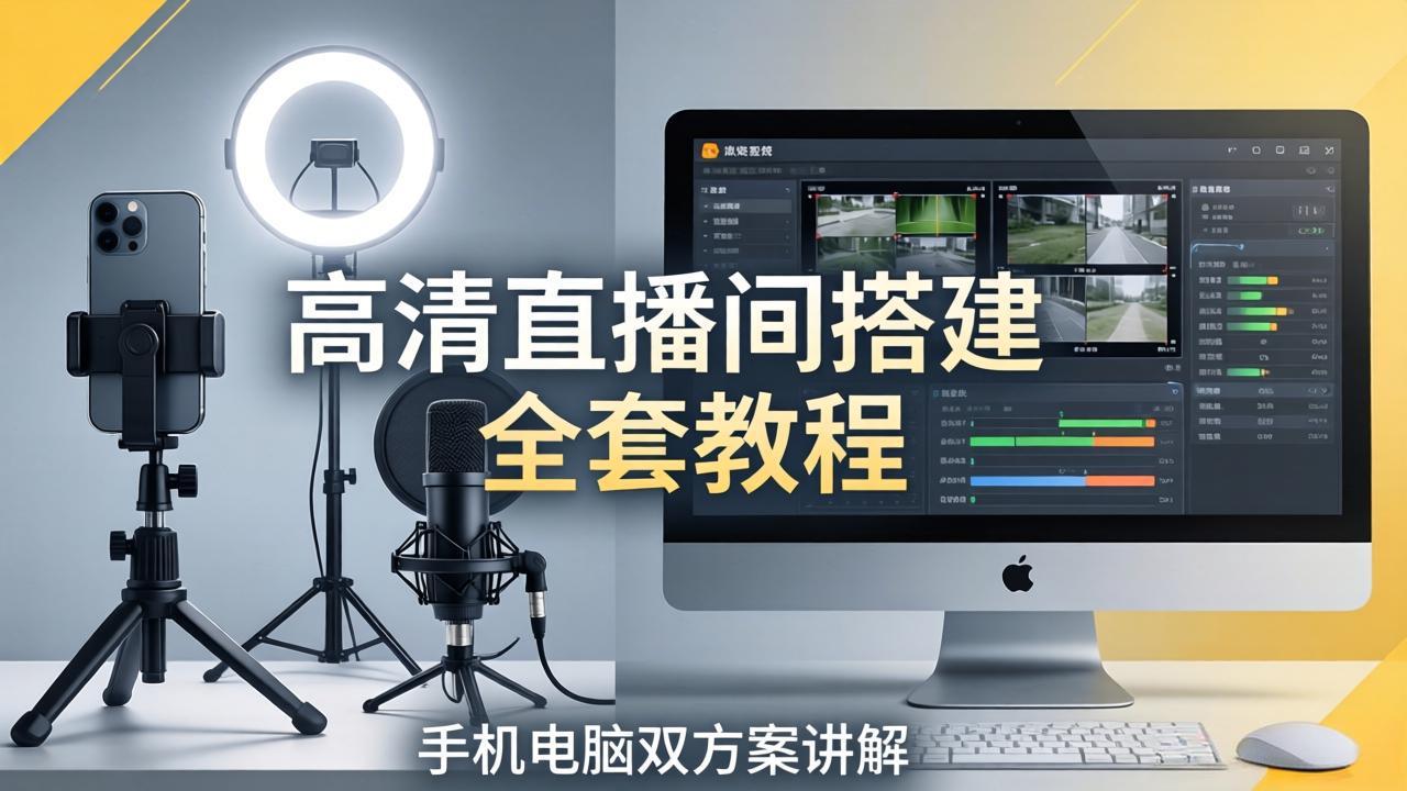 （18104期）高清直播间搭建全套教程，手机电脑双方案讲解，设备选型调试多机位实操教学-知创网