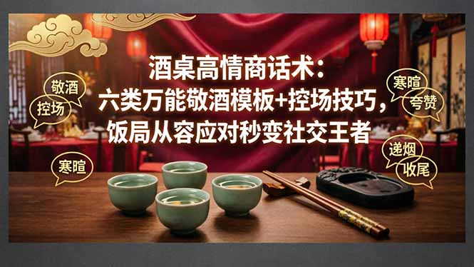 （18020期）付费文章：酒桌高情商话术：六类万能敬酒模板+控场技巧，饭局从容应对秒变社交王者-知创网
