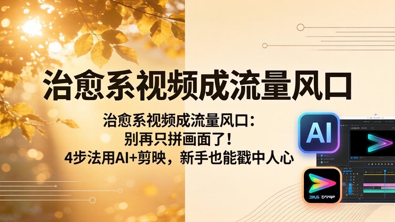 （18219期）治愈系视频成流量风口：别再只拼画面了！4步法用AI+剪映，新手也能戳中人心-知创网