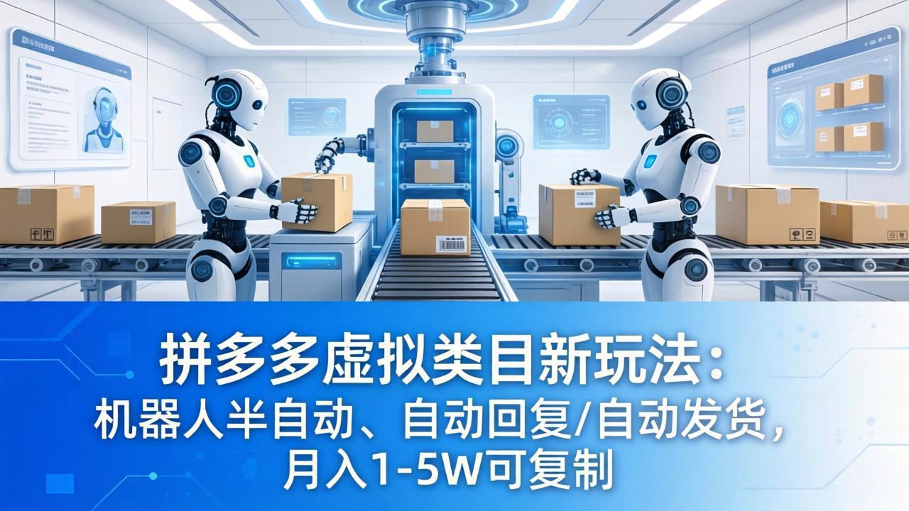 （18038期）拼多多虚拟类目新玩法：机器人半自动、自动回复 /自动发货，月入 1-5W 可复制-知创网