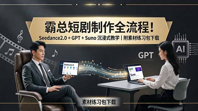 （18153期）霸总短剧制作全流程！Seedance2.0 + GPT + Suno 沉浸式教学｜附素材练习包下载-知创网