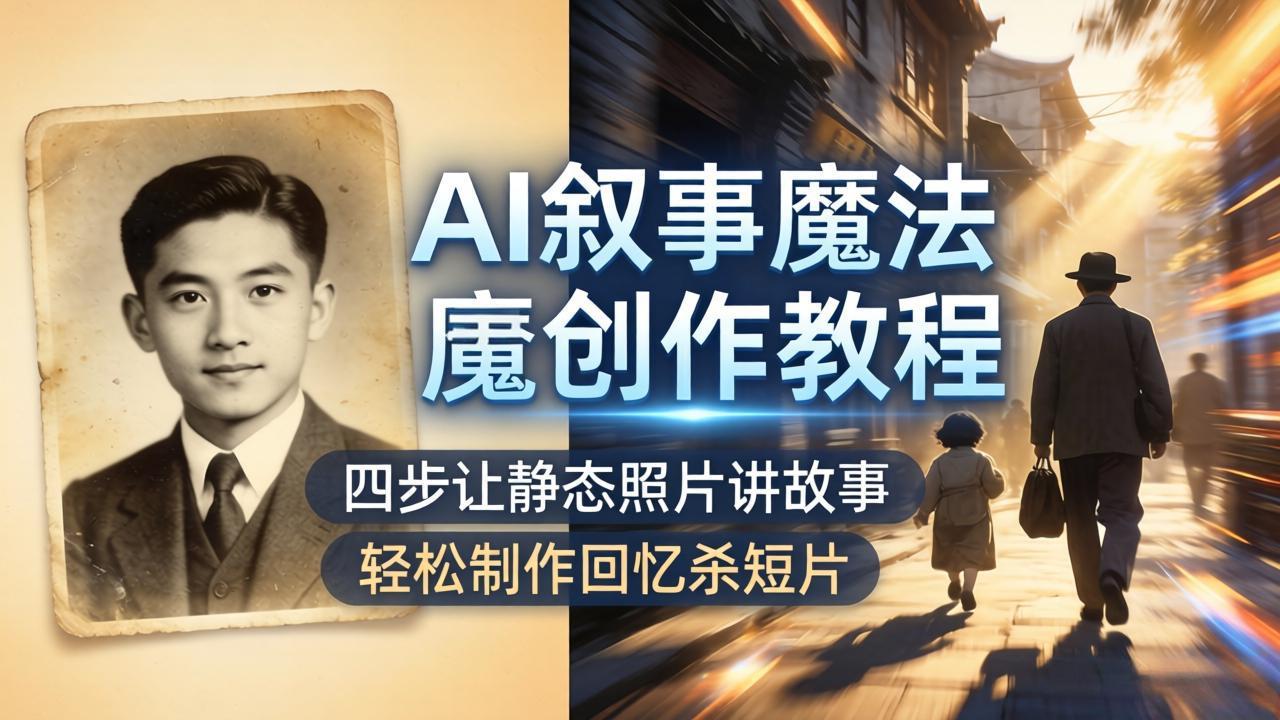 （18208期）AI叙事魔法创作教程，四步让静态照片讲故事，老照片修复加动态特效，轻松制作回忆杀短片-知创网