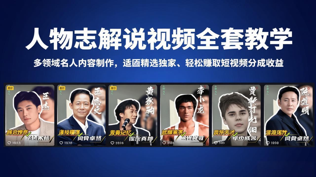 （18205期）人物志解说视频全套教学，多领域名人内容制作，适配精选独家，轻松赚取短视频分成收益-知创网
