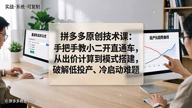（18159期）拼多多原创技术课：手把手教小二开直通车，从出价计算到模式搭建，破解低投产、冷启动难题-知创网