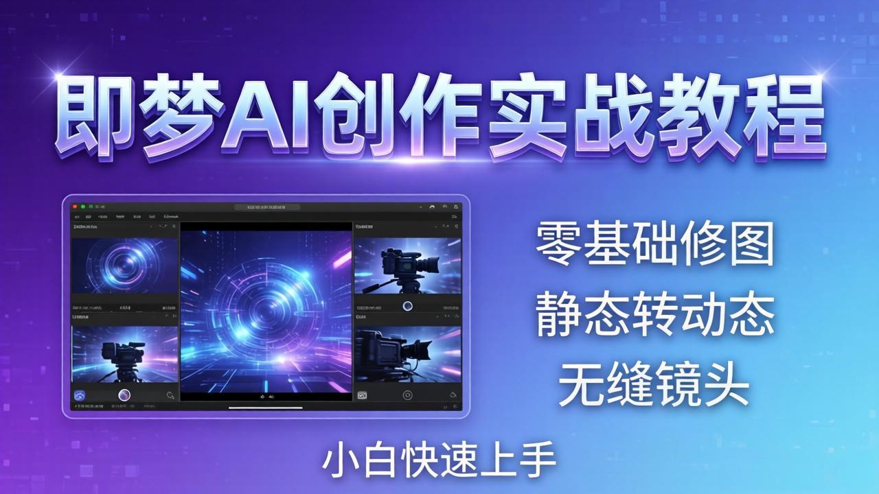 （18196期）即梦AI创作实战教程，从零基础修图到AI导演，实战教学静态转动态+无缝镜头，小白快速上手-知创网