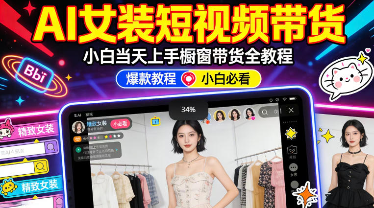 AI女装短视频橱窗带货:小白零门槛当天上手,高佣金爆款轻松賺!-知创网