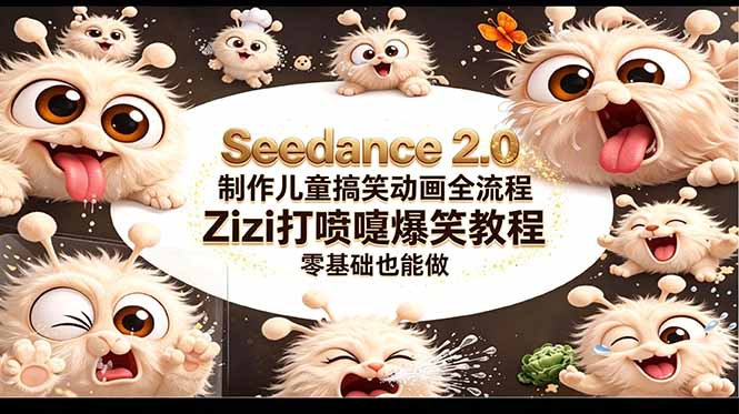 （18211期）Seedance 2.0 制作儿童搞笑动画全流程Zizi打喷嚏爆笑教程｜零基础也能做-知创网