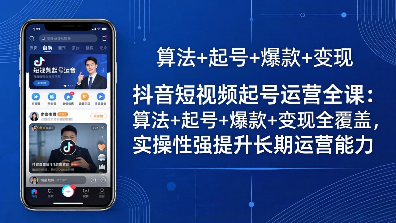 （18071期）抖音短视频起号运营全课：算法+起号+爆款+变现全覆盖，实操性强提升长期运营能力-知创网