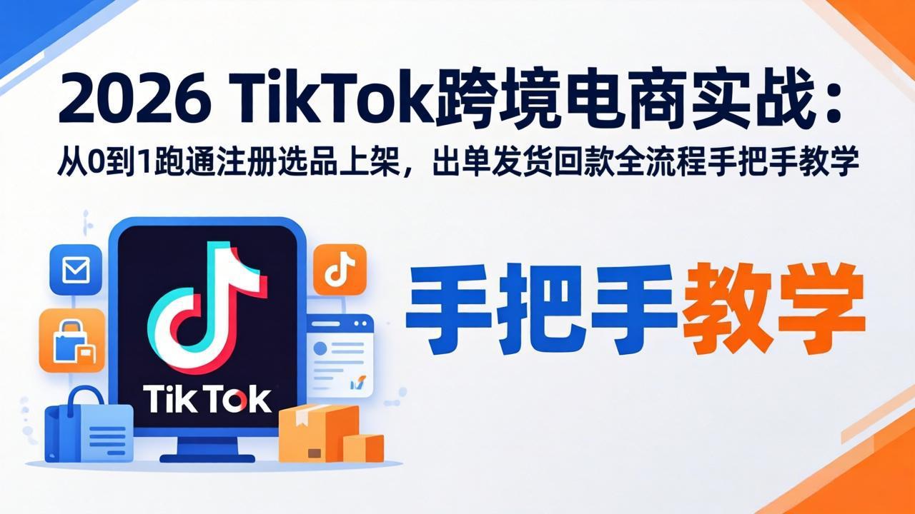 (17850期)2026TikTok跨境电商实战:从0到1跑通注册选品上架,出单发货回款全流程手把手教学-知创网