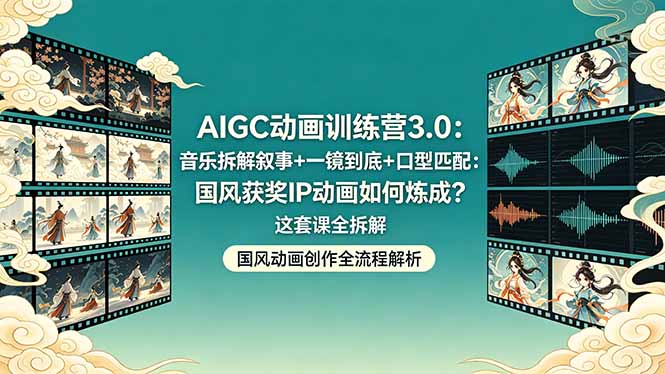 （18244期）AIGC动画训练营3.0：音乐拆解叙事+一镜到底+口型匹配：国风获奖IP动画如何炼成？这套课全拆解-知创网